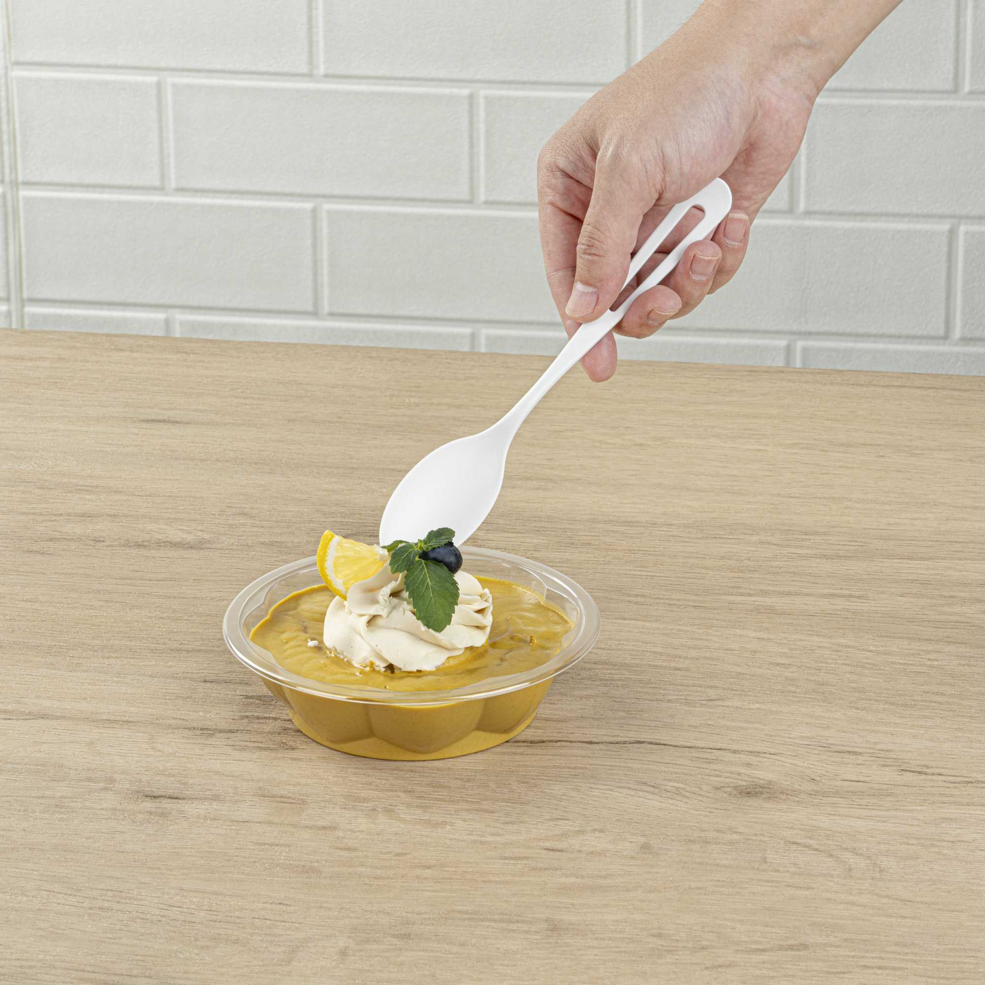 Basic Nature White CPLA Plastic Spoon - Compostable Wrapper, Heat-Resistant - 7 1/2" - 250 count box