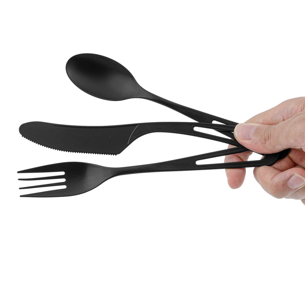 Basic Nature Black CPLA Plastic Cutlery Set - Compostable Wrapper, Heat-Resistant - 7 1/2" - 100 count box