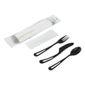 Basic Nature Black CPLA Plastic Cutlery Set - Compostable Wrapper, White Napkin, Heat-Resistant - 7 1/2" - 100 count box