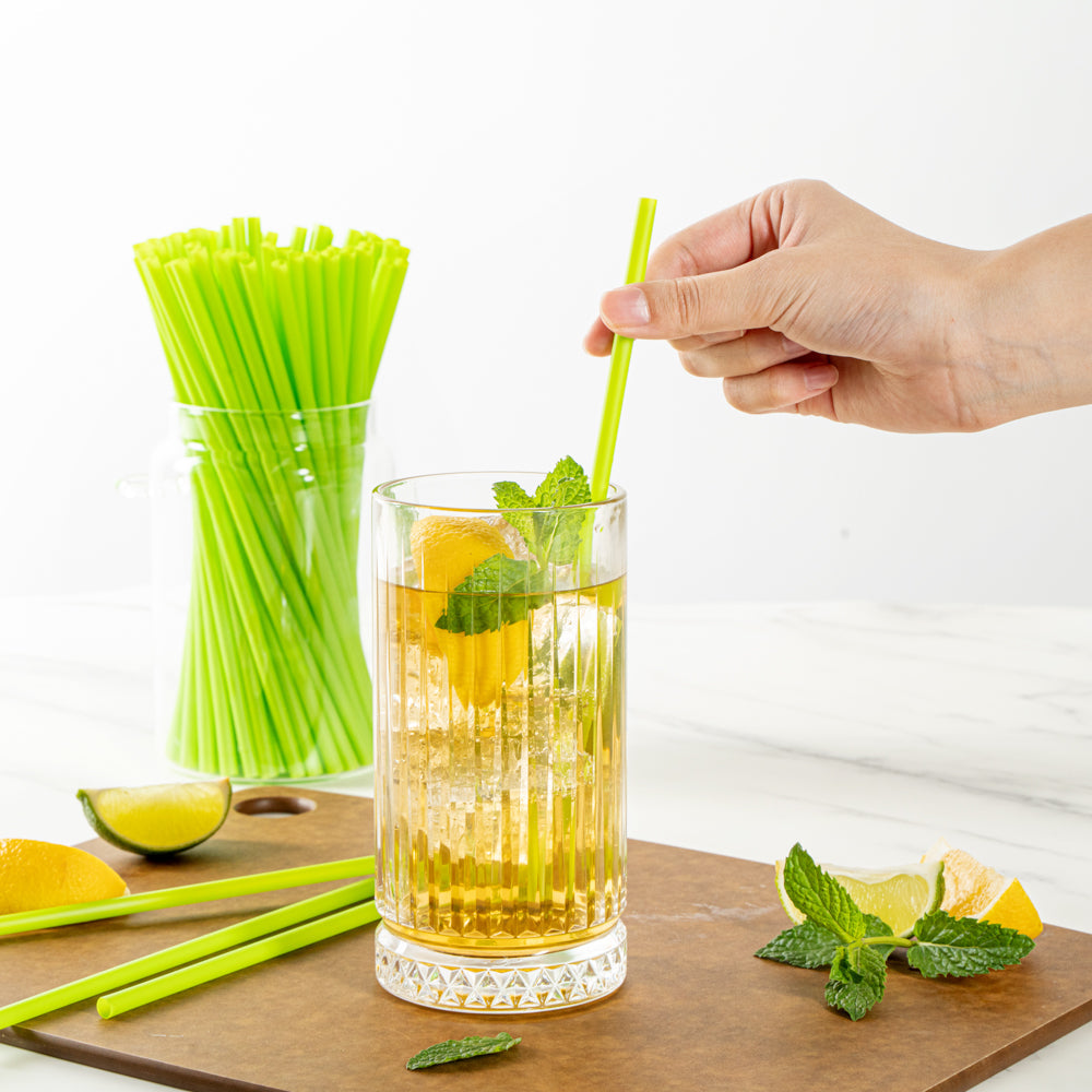 Basic Nature Green PLA / PBAT Plastic Straw - Compostable - 8 1/4" - 2000 count box