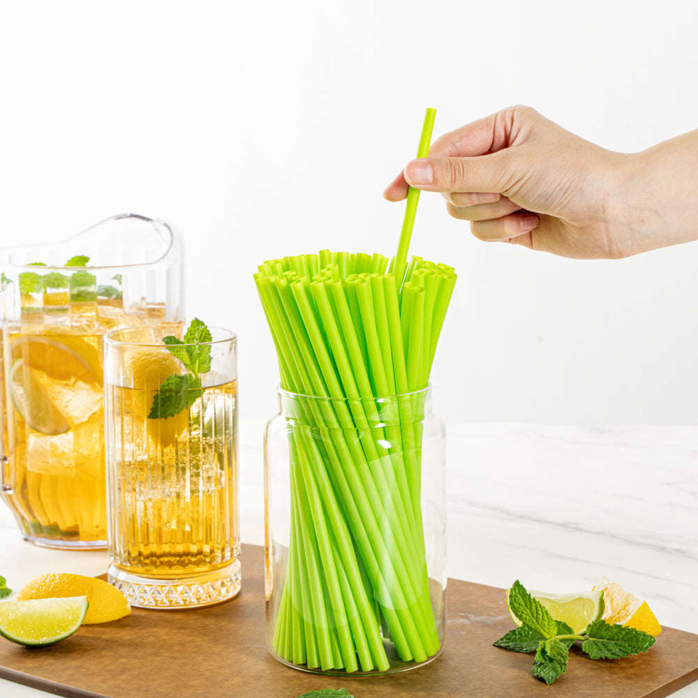 Basic Nature Green PLA / PBAT Plastic Straw - Compostable - 8 1/4" - 2000 count box