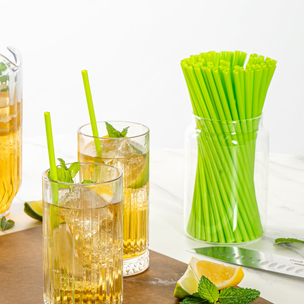 Basic Nature Green PLA / PBAT Plastic Straw - Compostable - 8 1/4" - 2000 count box
