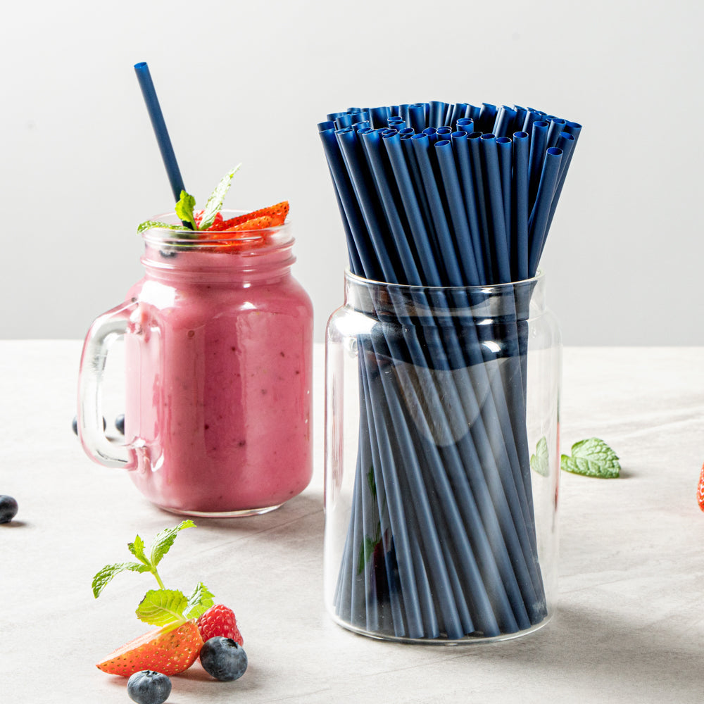 Basic Nature Midnight Blue PLA / PBAT Plastic Straw - Compostable - 8 1/4" - 2000 count box