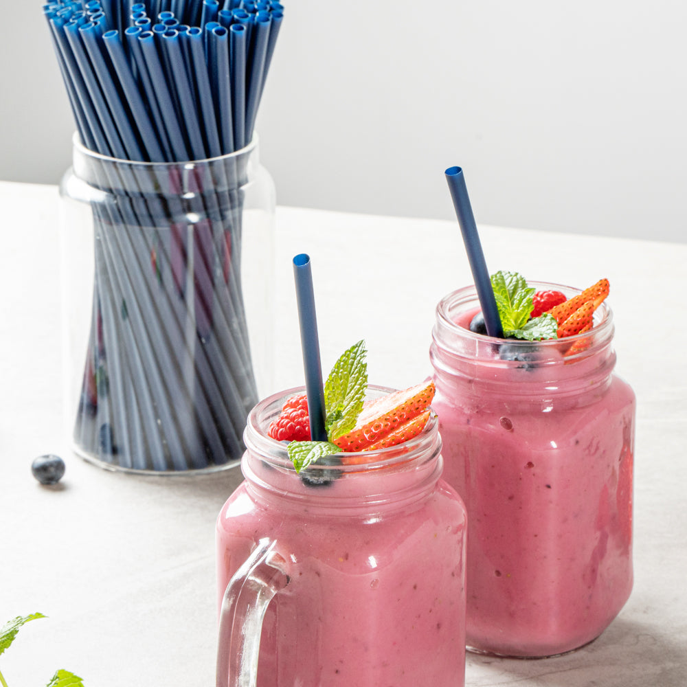 Basic Nature Midnight Blue PLA / PBAT Plastic Straw - Compostable - 8 1/4" - 2000 count box