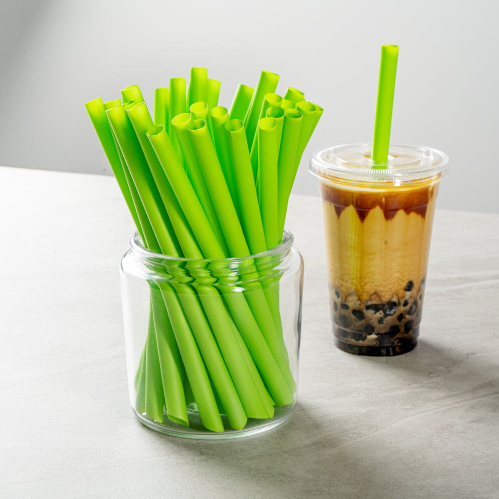 Basic Nature Green PLA / PBAT Plastic Boba Straw - Compostable - 9" - 2000 count box