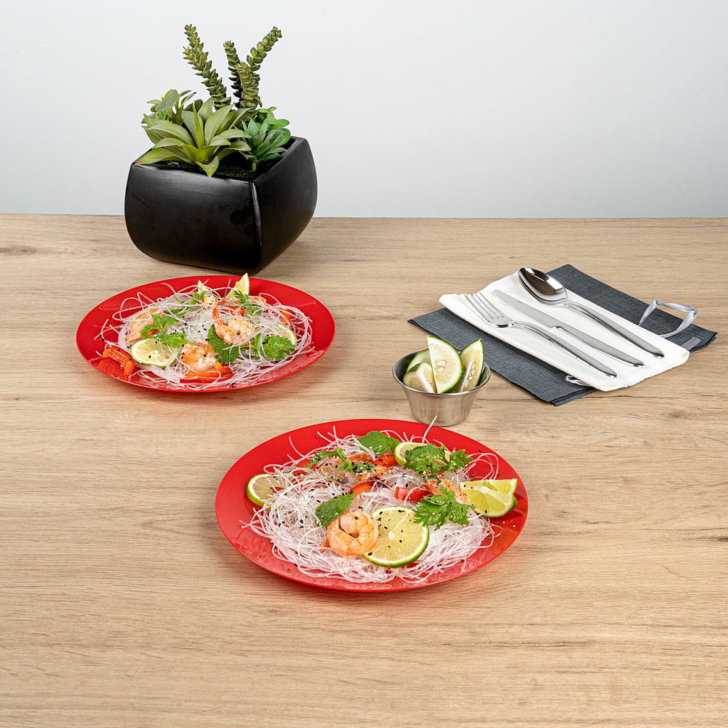 Moderna Round Red Plastic Plate - 9" x 9" x 3/4" - 200 count box