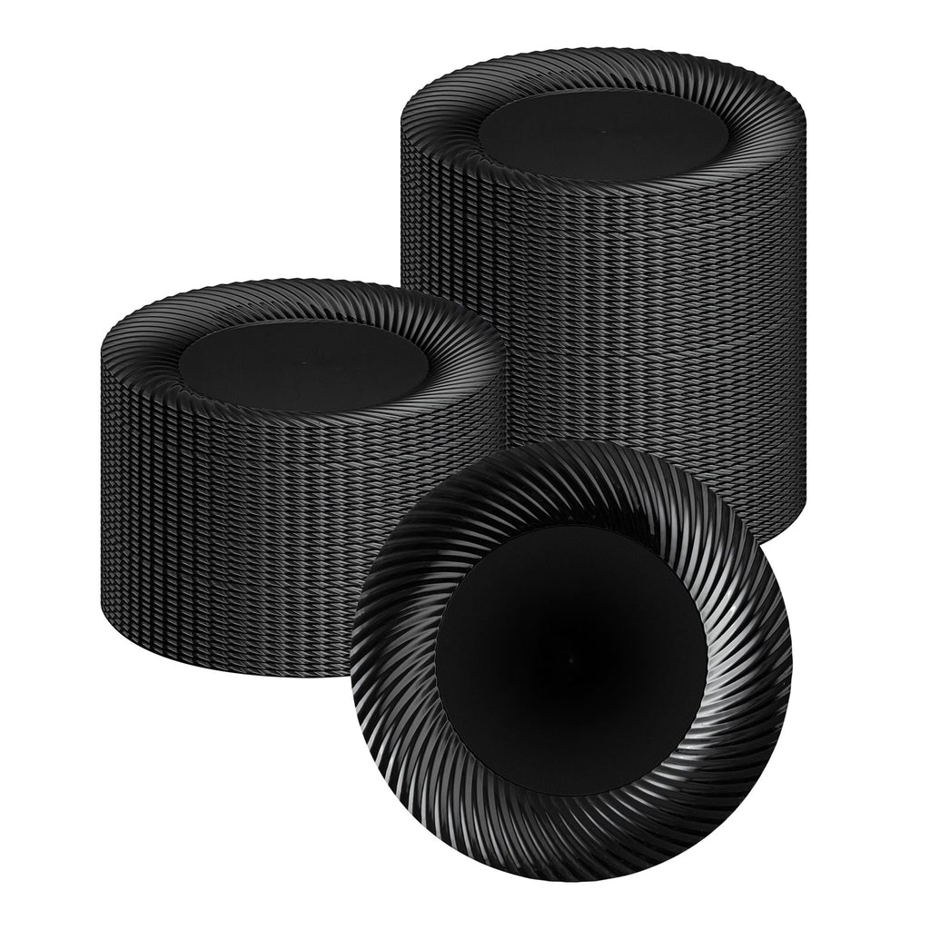 Moderna Round Black Plastic Wave Plate - 9" x 9" x 1/2" - 200 count box