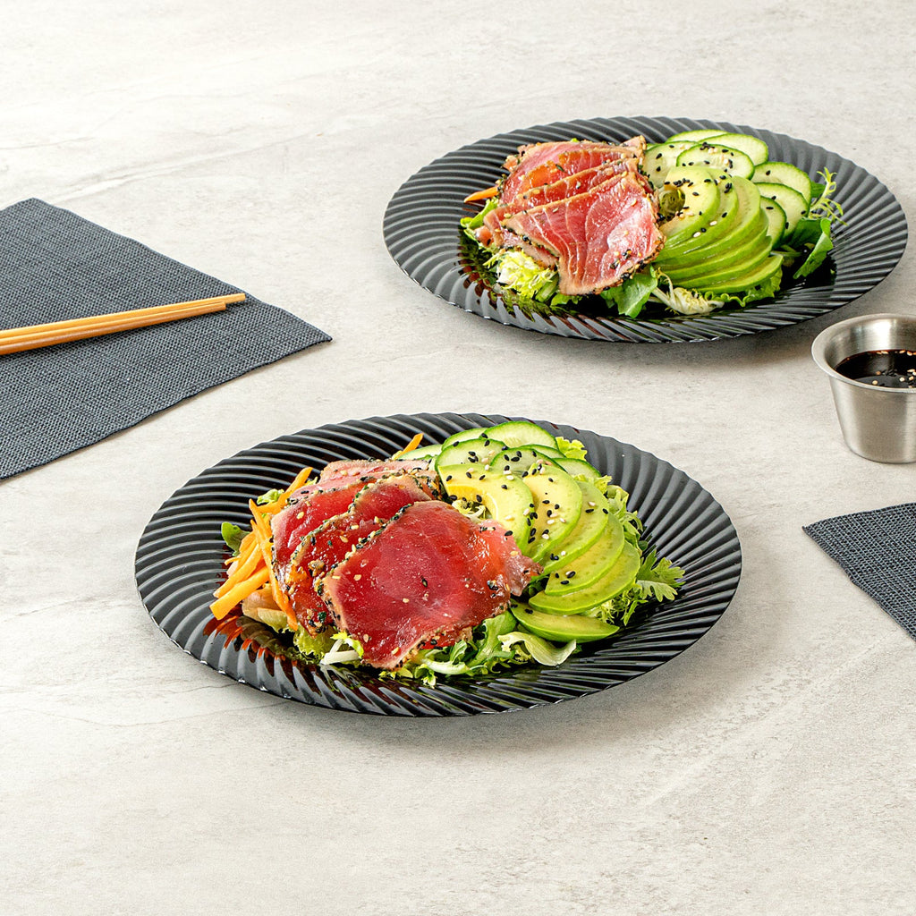Moderna Round Black Plastic Wave Plate - 9" x 9" x 1/2" - 200 count box
