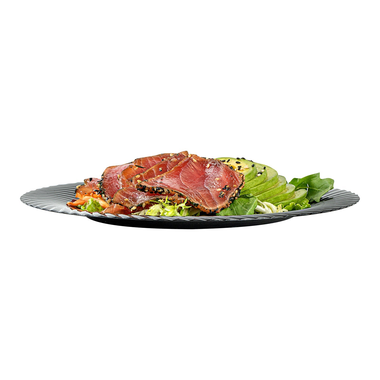 Moderna Round Black Plastic Wave Plate - 9" x 9" x 1/2" - 200 count box