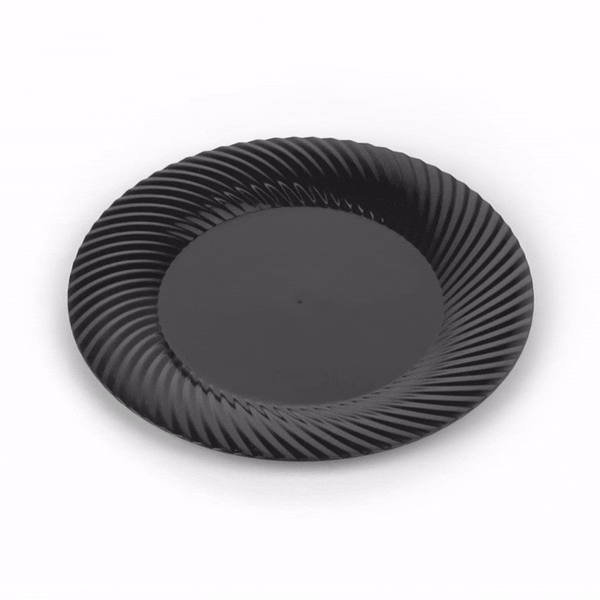 Moderna Round Black Plastic Wave Plate - 9" x 9" x 1/2" - 200 count box