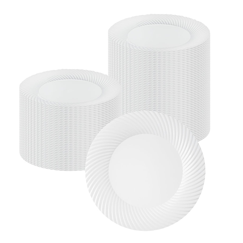 Moderna Round White Plastic Wave Plate - 9" x 9" x 1/2" - 200 count box