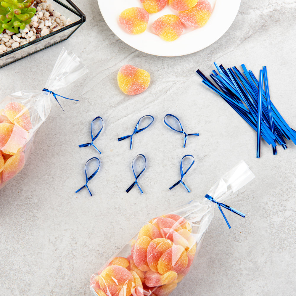 Bag Tek Blue Metallic Twist Tie / Bag Tie - 4" - 500 count box