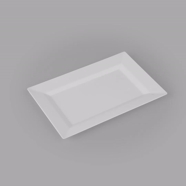 Moderna Rectangle White Plastic Plate - 7 1/2" x 5 1/4" x 1/2" - 100 count box
