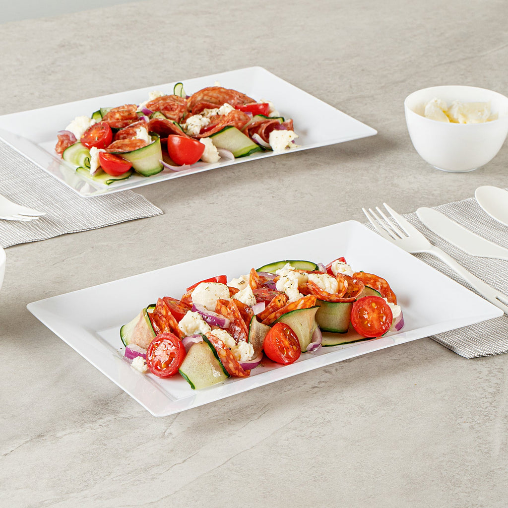 Moderna Rectangle White Plastic Plate - 9 1/2" x 6 1/4" x 1/2" - 10 count box