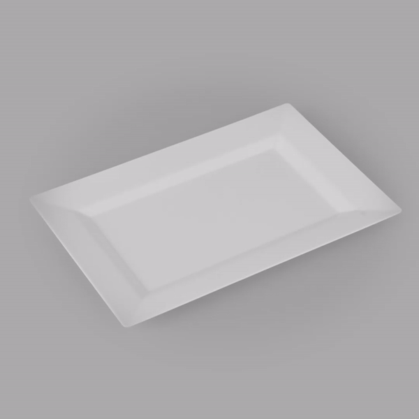 Moderna Rectangle White Plastic Plate - 9 1/2" x 6 1/4" x 1/2" - 10 count box