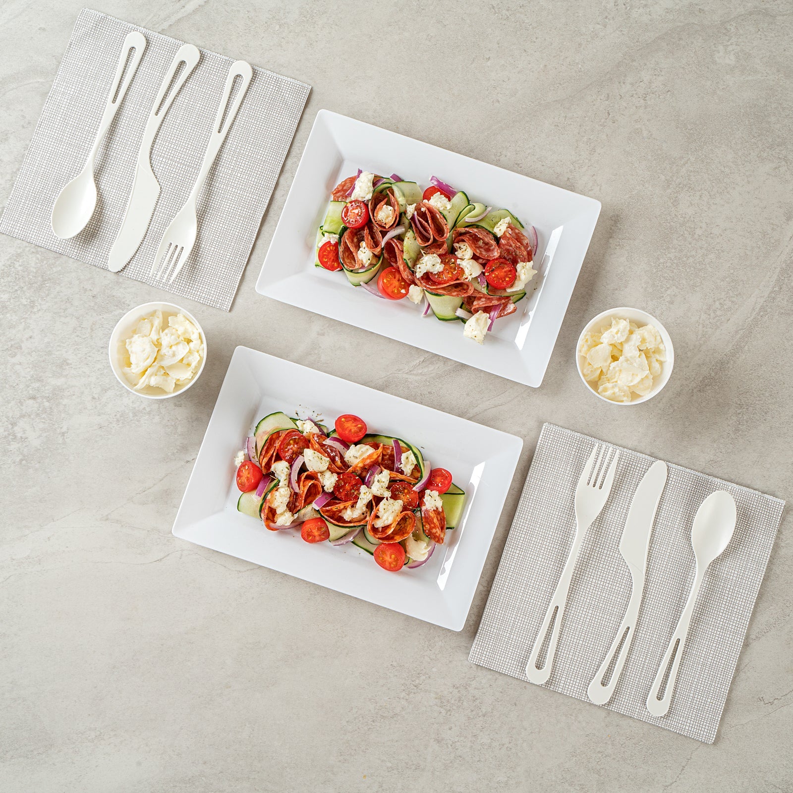 Moderna Rectangle White Plastic Plate - 9 1/2" x 6 1/4" x 1/2" - 10 count box