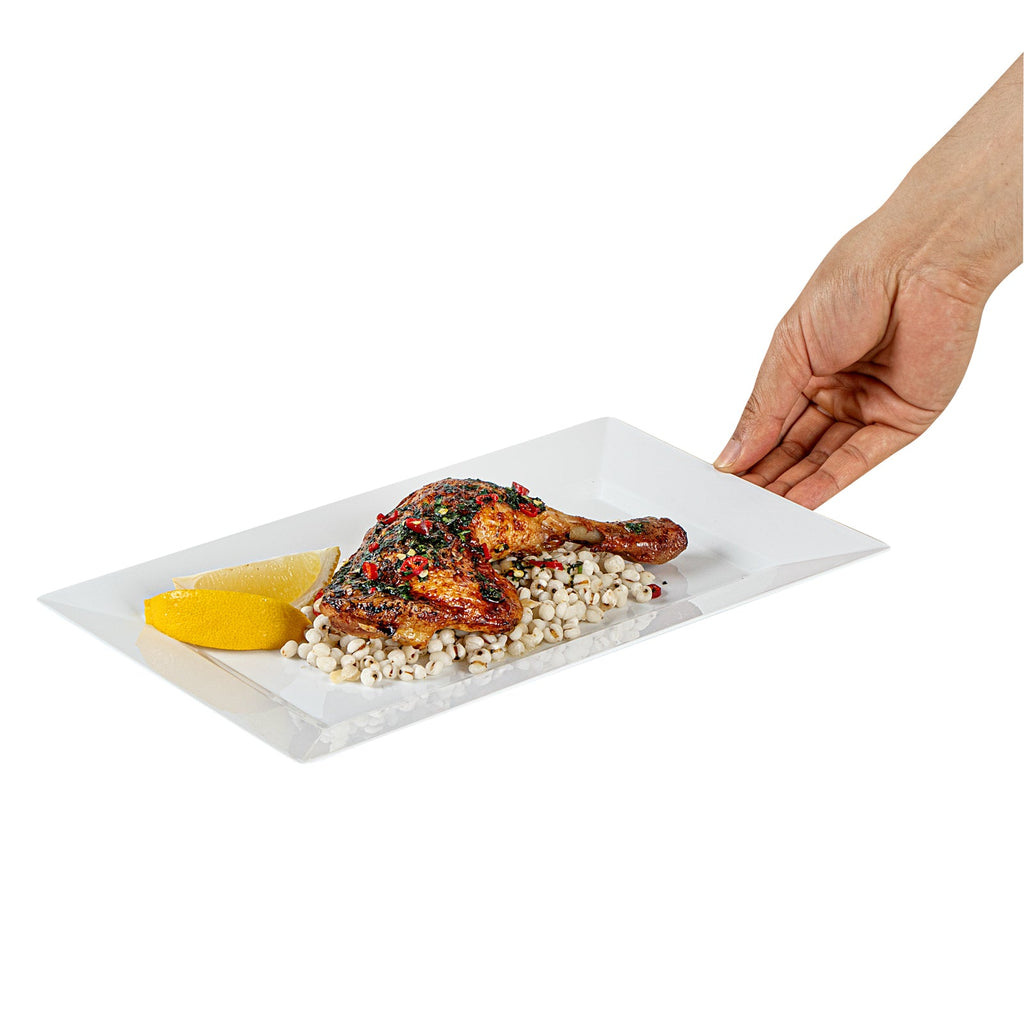 Moderna Rectangle White Plastic Plate - 11 1/2" x 7 1/4" x 3/4" - 100 count box