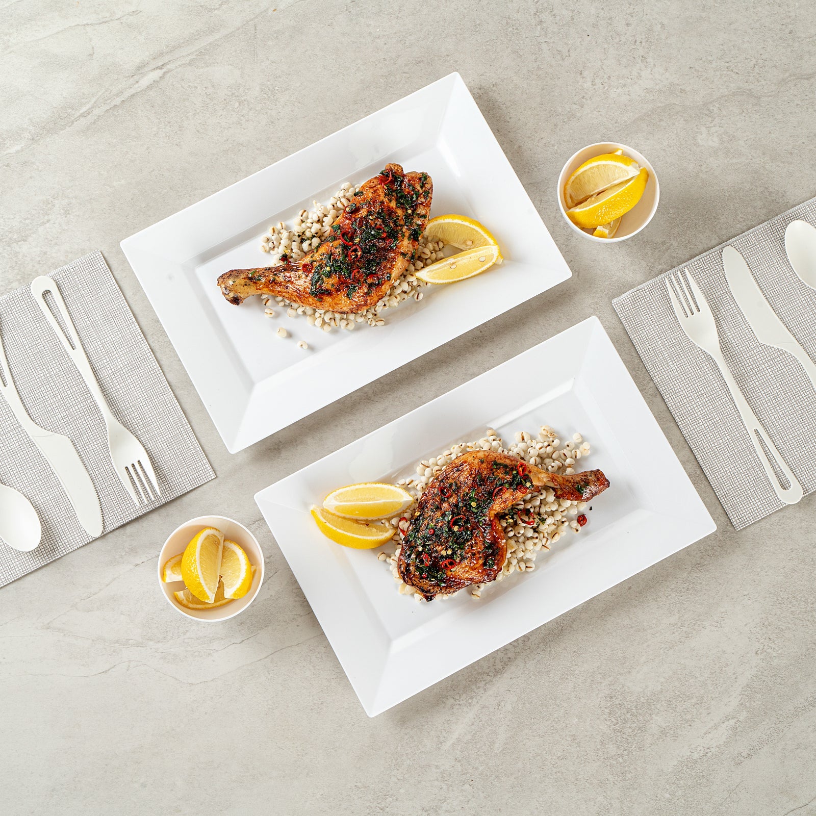 Moderna Rectangle White Plastic Plate - 11 1/2" x 7 1/4" x 3/4" - 100 count box