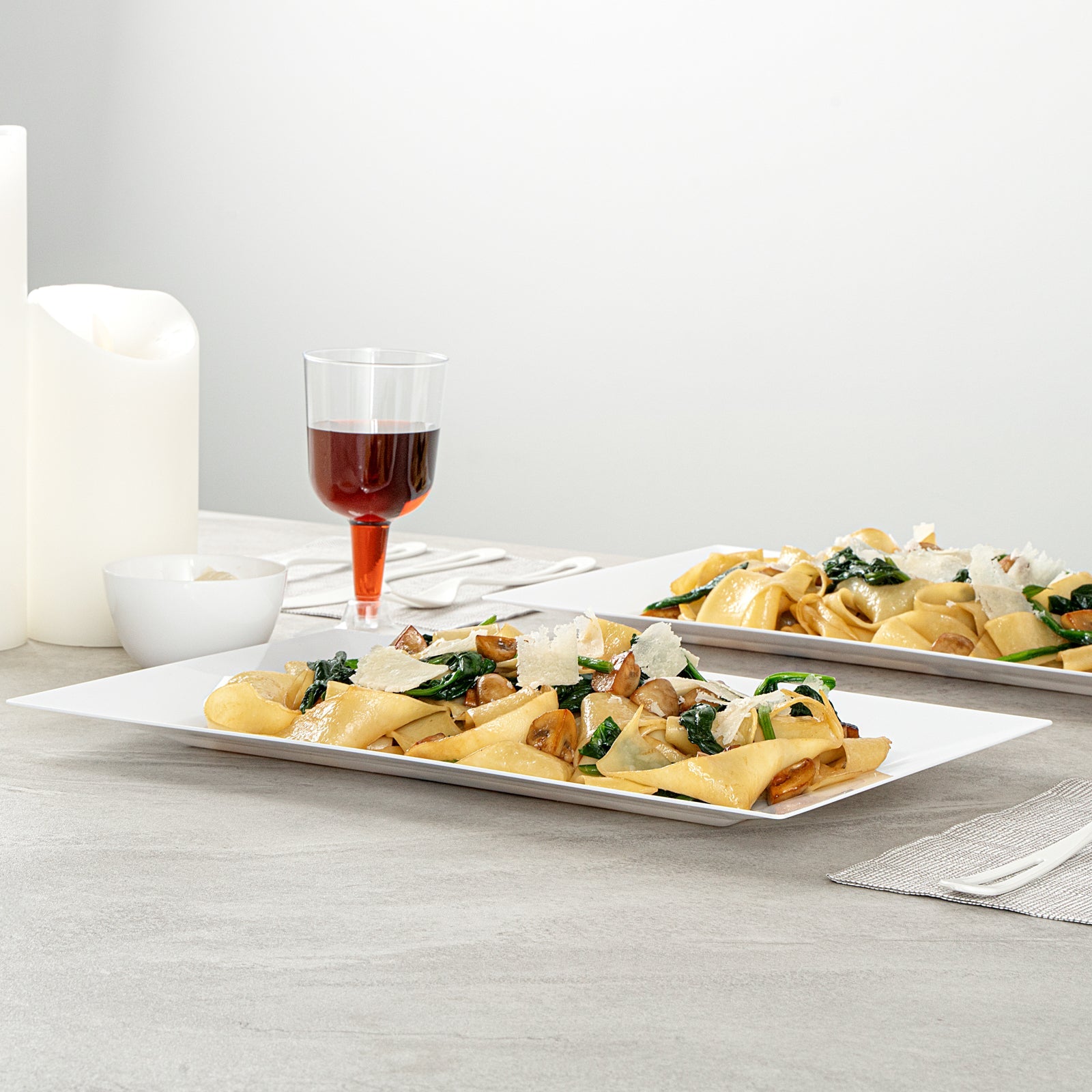 Moderna Rectangle White Plastic Plate - 12 3/4" x 8 1/4" x 3/4" - 10 count box