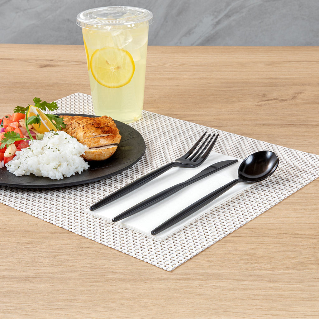 Moderna Black Plastic Cutlery Set - 7 1/2" - 60 count box