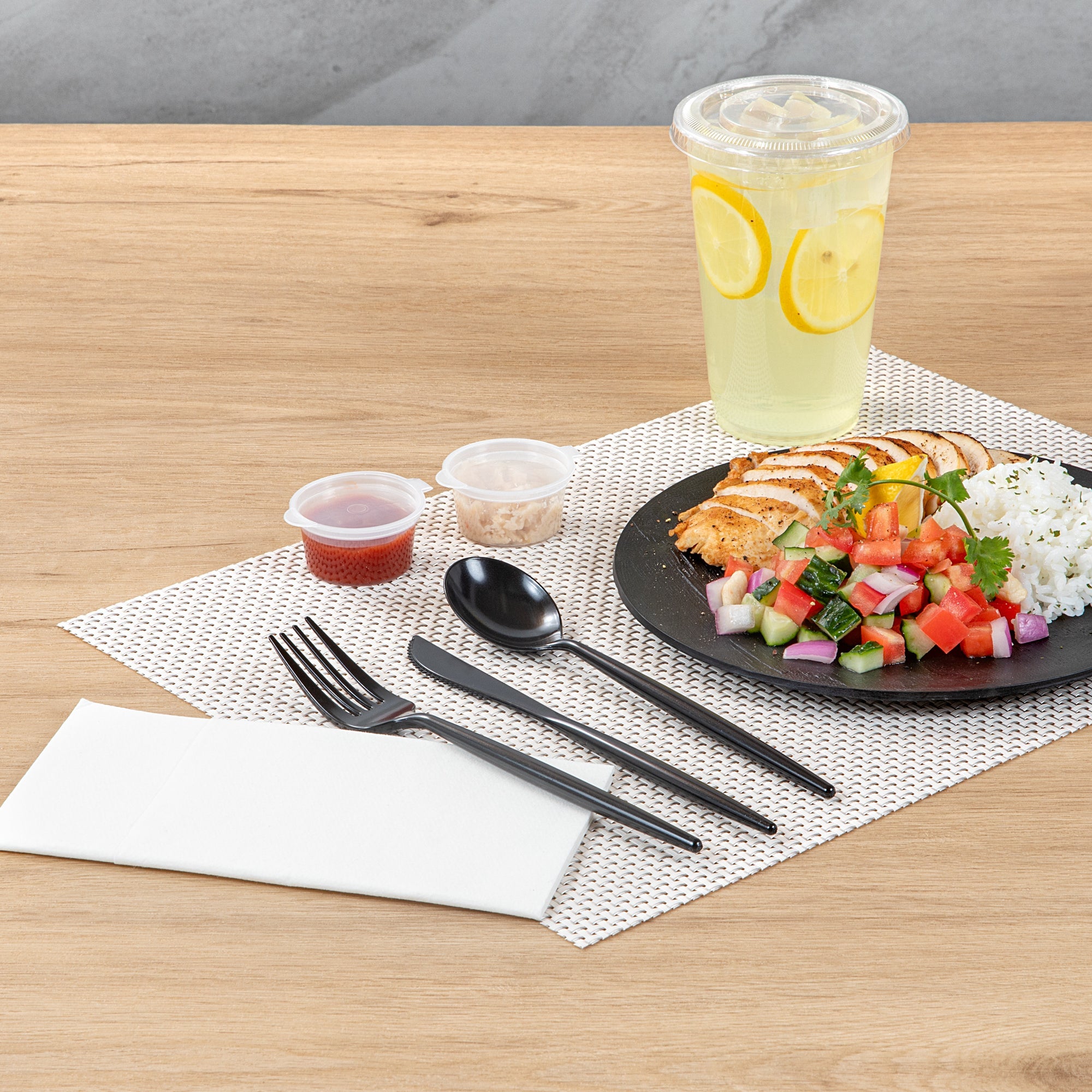 Moderna Black Plastic Cutlery Set - 7 1/2" - 60 count box