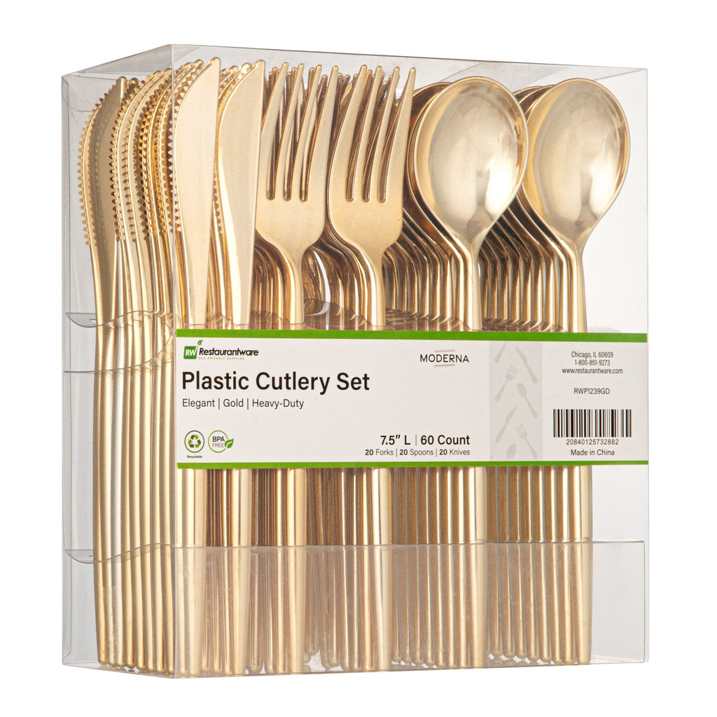 Moderna Gold Plastic Cutlery Set - 7 1/2" - 60 count box