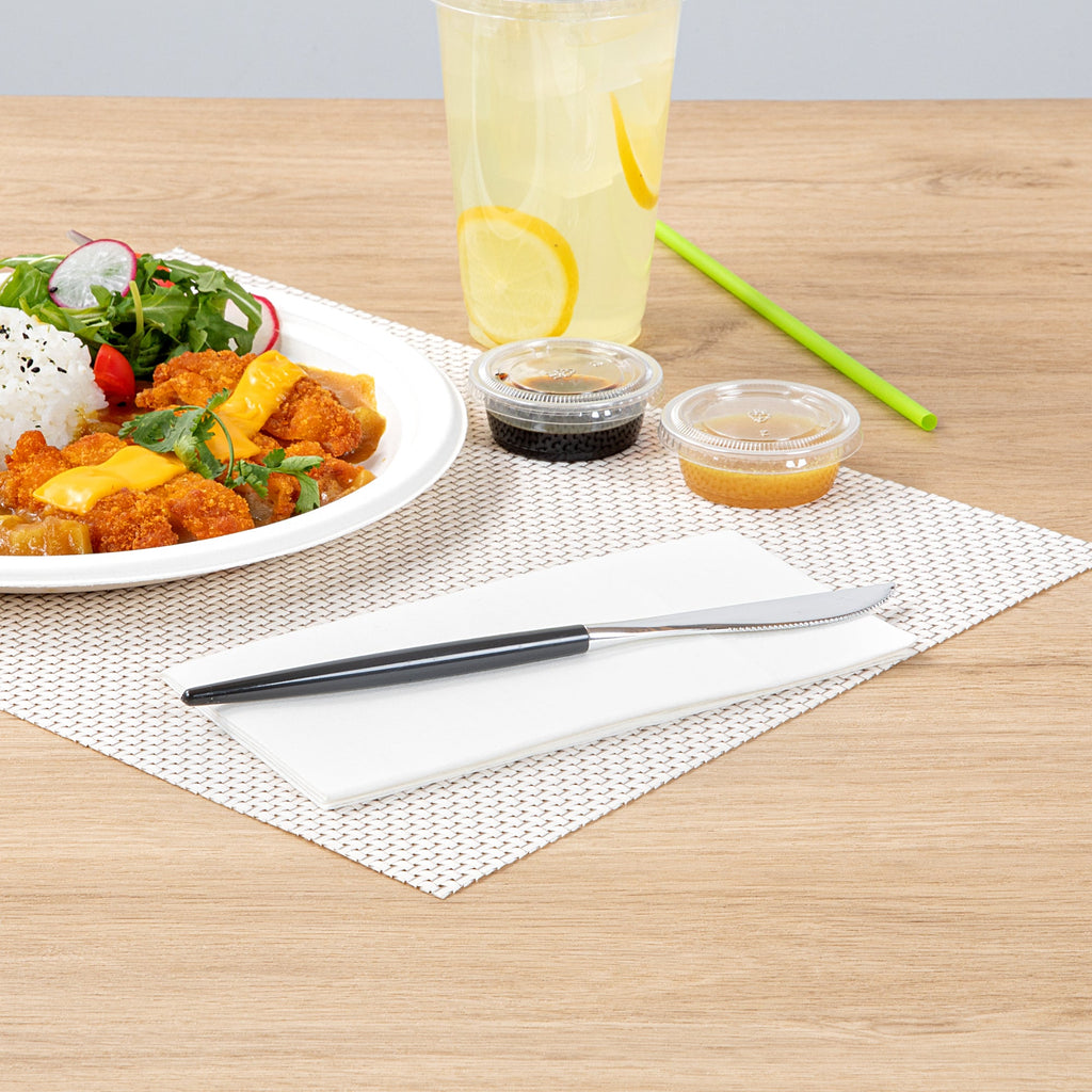 Moderna Silver Plastic Knife - with Black Handle - 7 3/4" - 500 count box