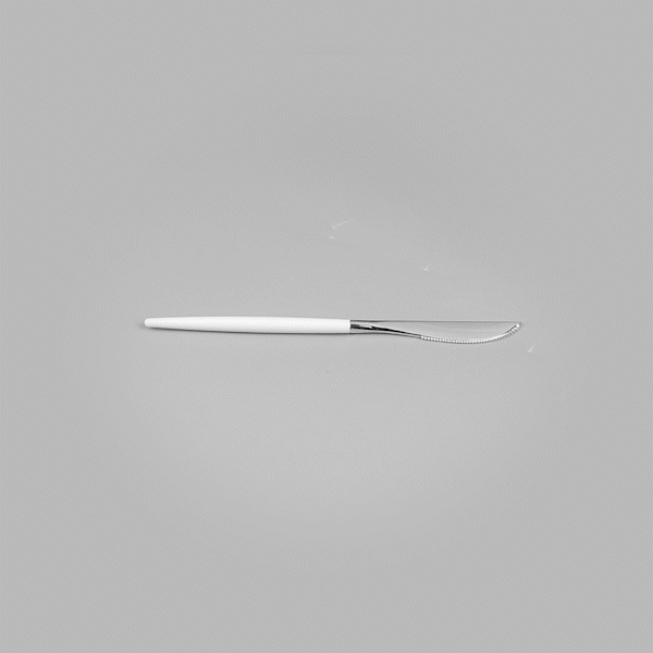 Moderna Silver Plastic Knife - with White Handle - 7 3/4" - 500 count box