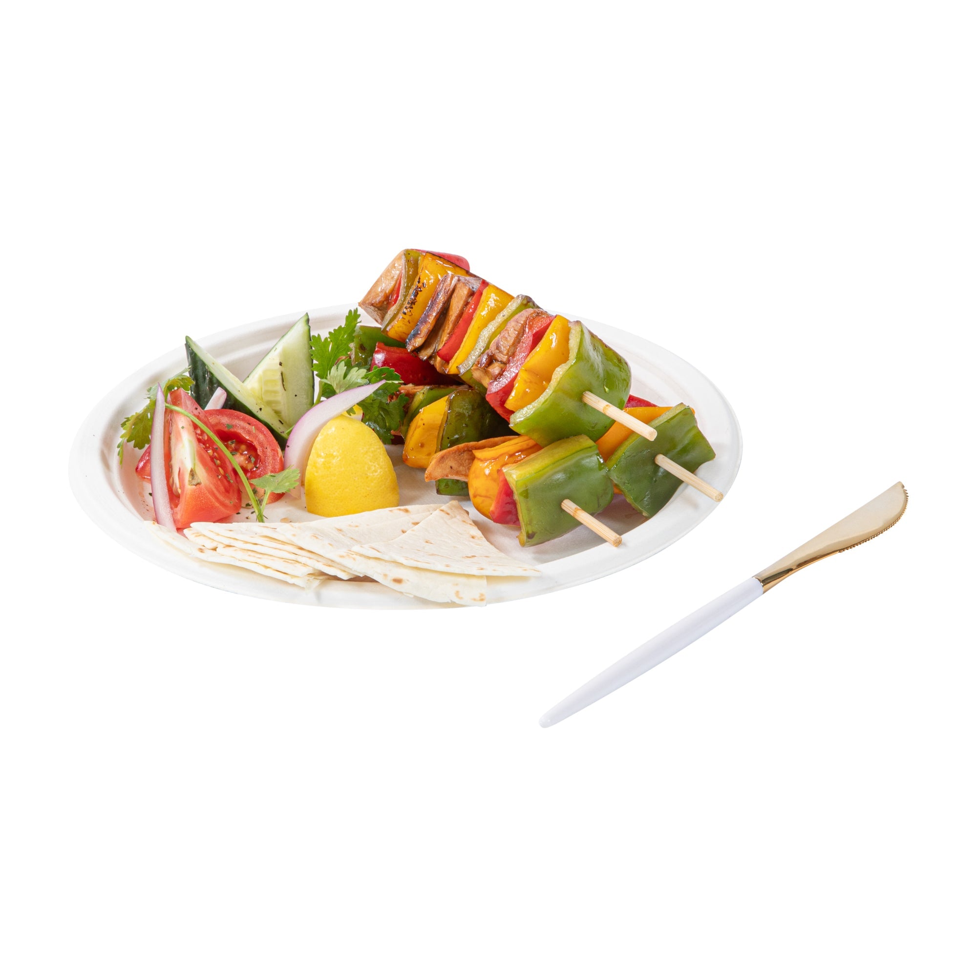 Moderna Gold Plastic Knife - with White Handle - 7 3/4" - 500 count box
