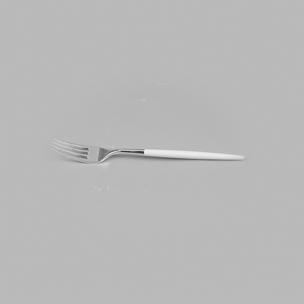 Moderna Silver Plastic Fork - with White Handle - 7 1/2" - 50 count box