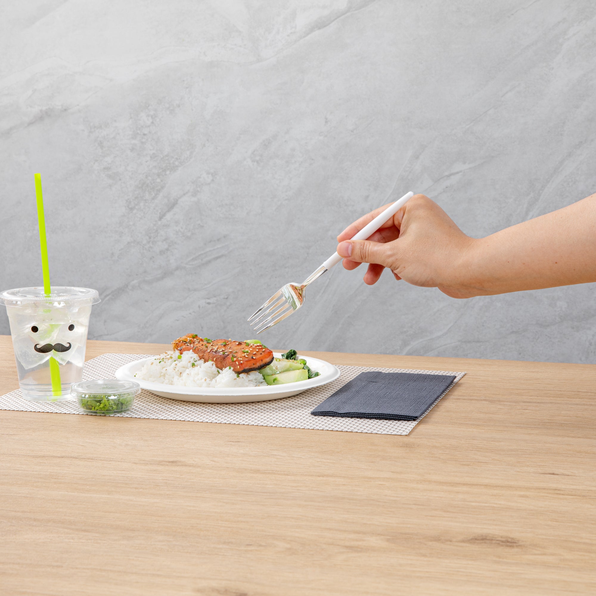 Moderna Silver Plastic Fork - with White Handle - 7 1/2" - 50 count box