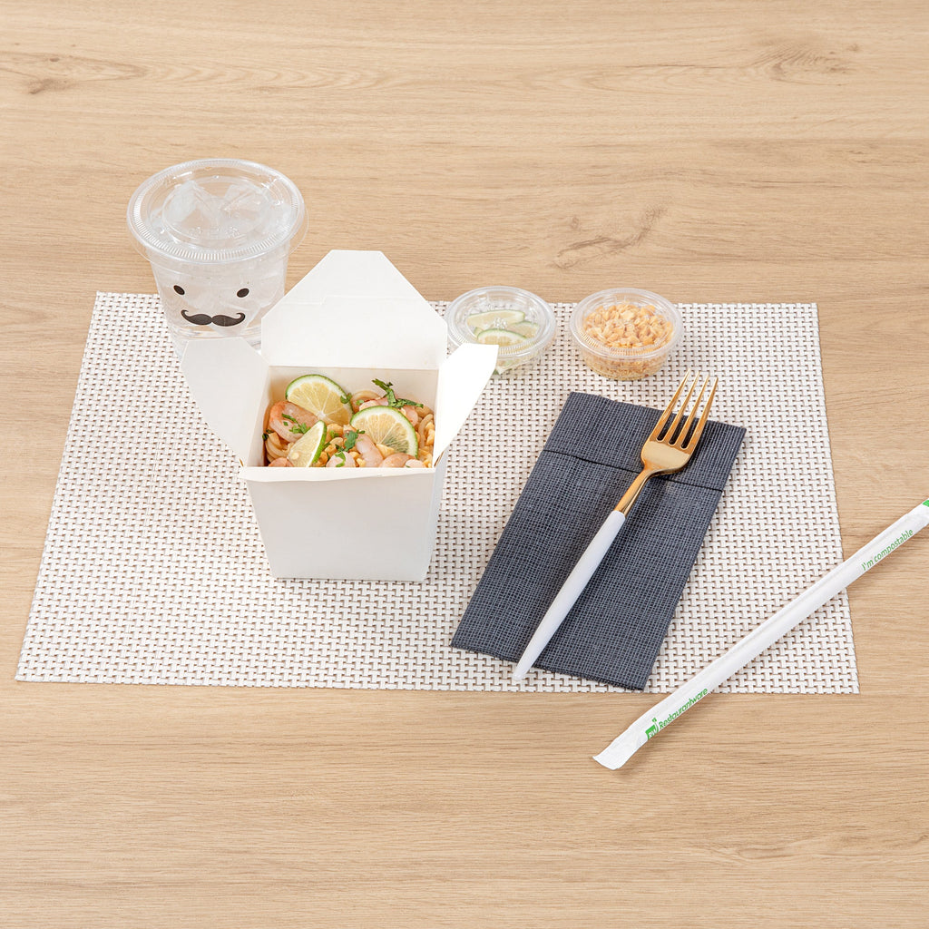 Moderna Gold Plastic Fork - with White Handle - 7 1/2" - 500 count box