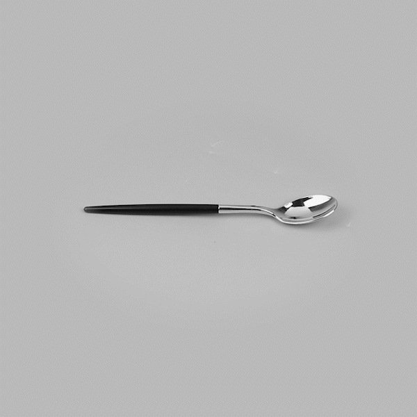 Moderna Silver Plastic Spoon - with Black Handle - 7 3/4" - 500 count box