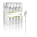Moderna Silver Plastic Spoon - with White Handle - 7 3/4" - 50 count box