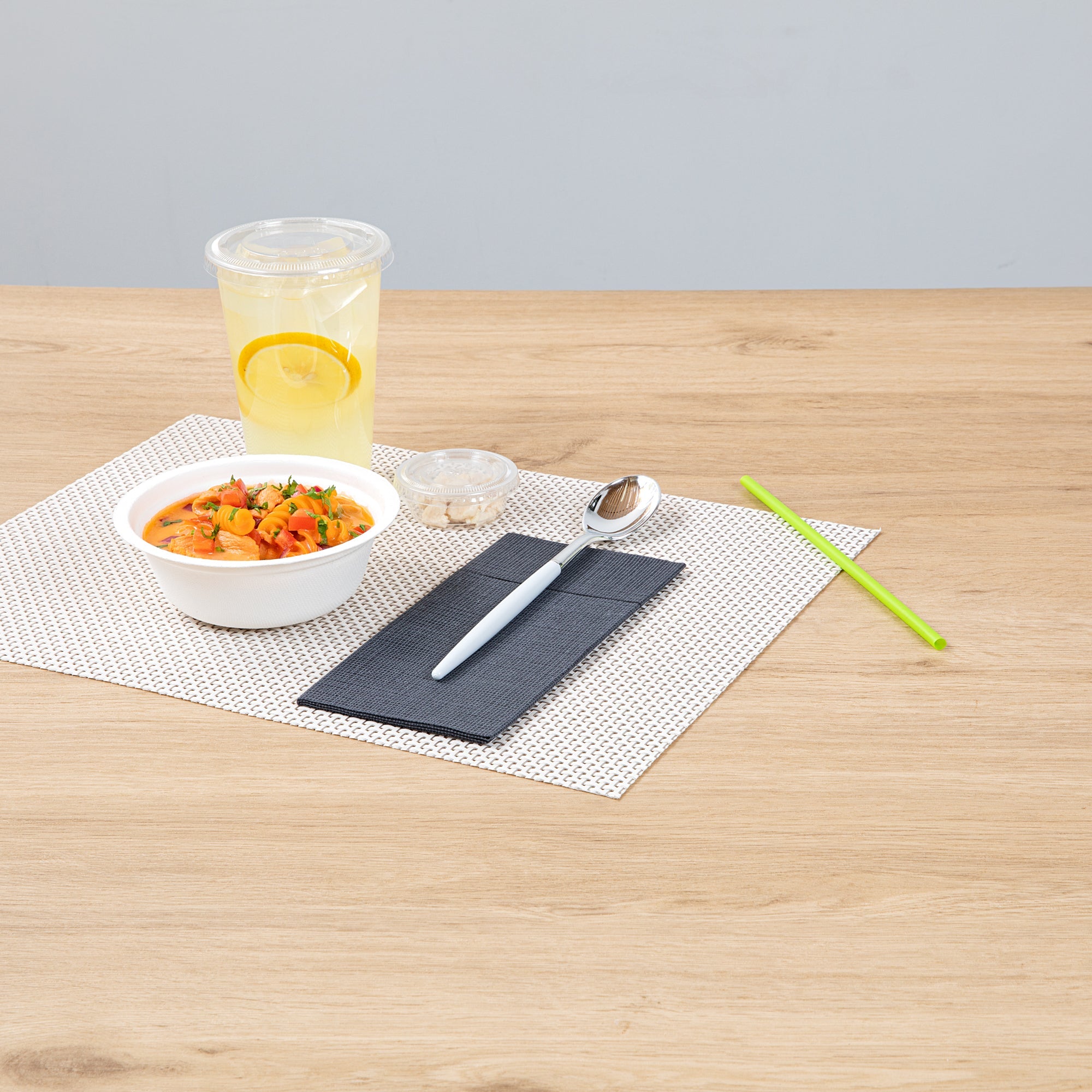 Moderna Silver Plastic Spoon - with White Handle - 7 3/4" - 50 count box