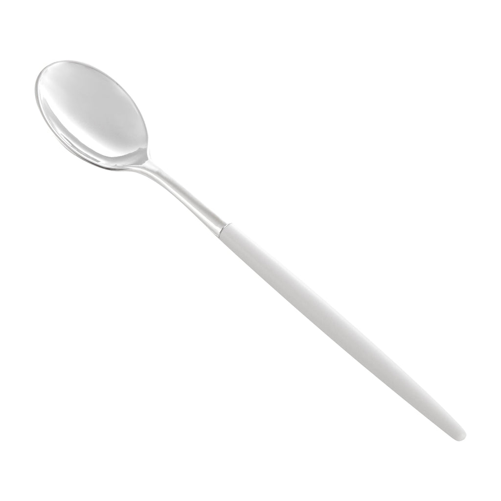 Moderna Silver Plastic Spoon - with White Handle - 7 3/4" - 500 count box