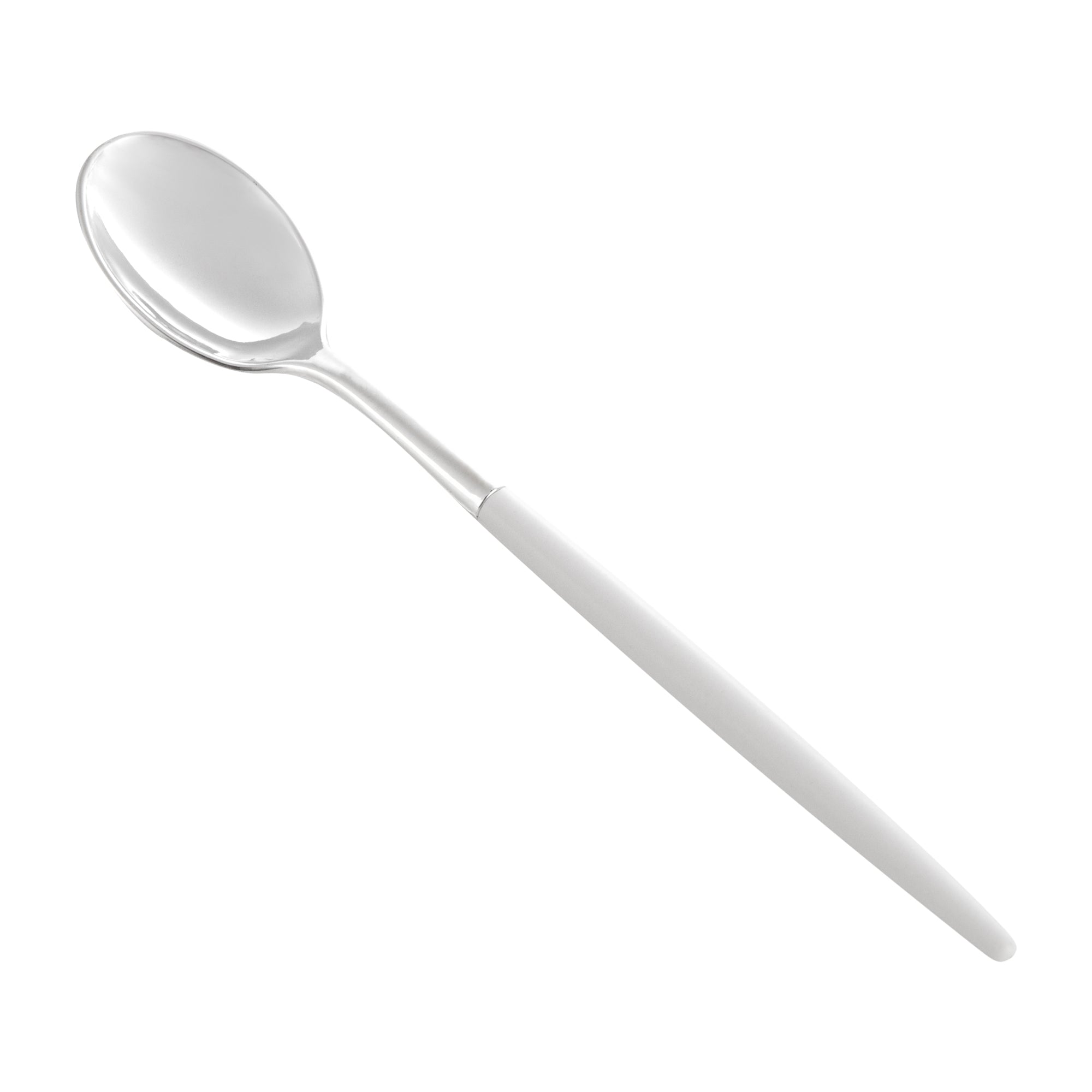 Moderna Silver Plastic Spoon - with White Handle - 7 3/4" - 500 count box