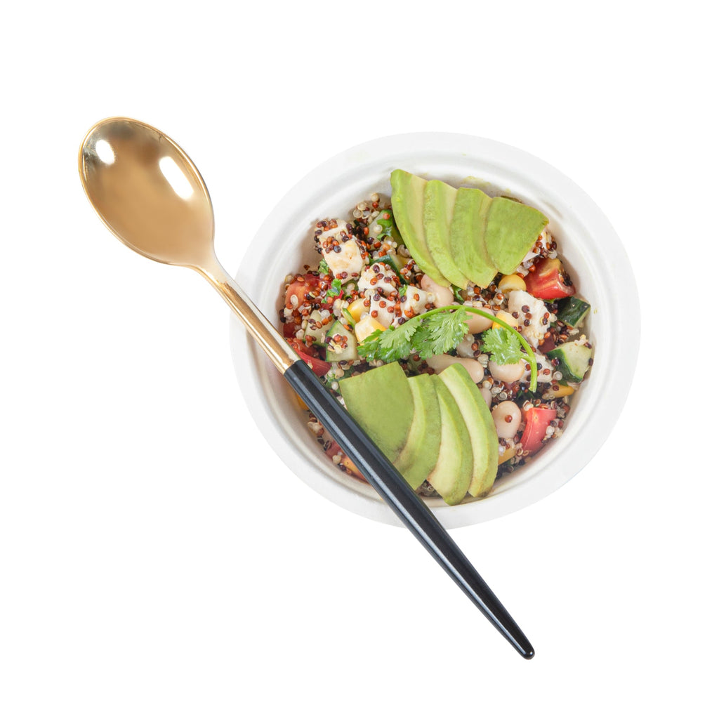 Moderna Gold Plastic Spoon - with Black Handle - 7 3/4" - 50 count box