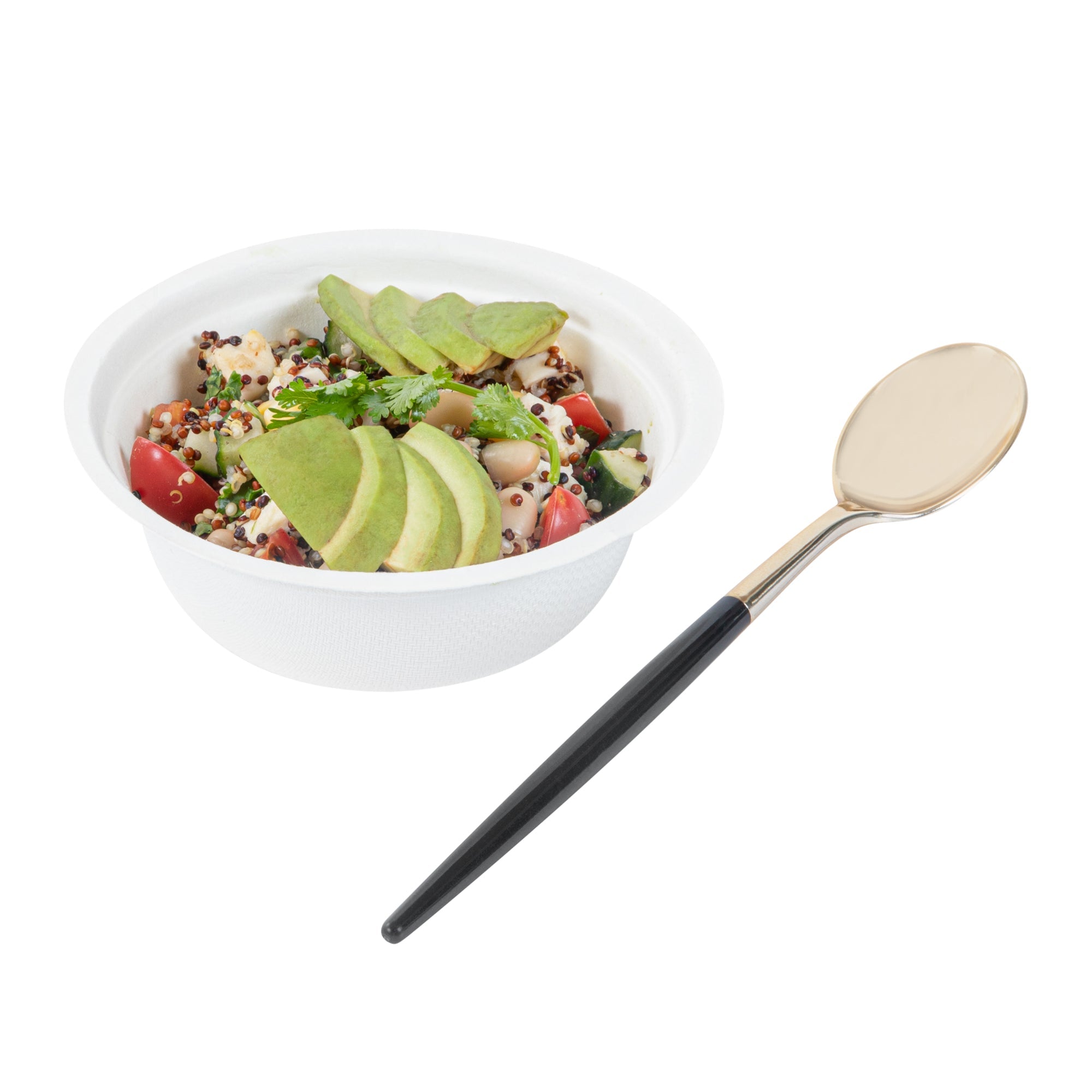 Moderna Gold Plastic Spoon - with Black Handle - 7 3/4" - 500 count box