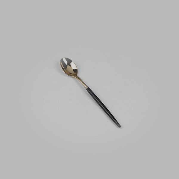 Moderna Gold Plastic Spoon - with Black Handle - 7 3/4" - 500 count box