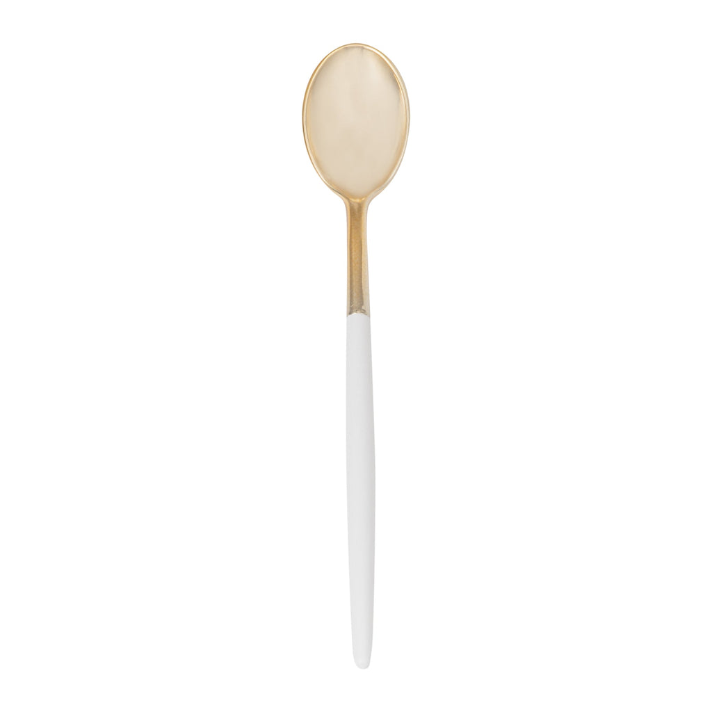 Moderna Gold Plastic Spoon - with White Handle - 7 3/4" - 500 count box
