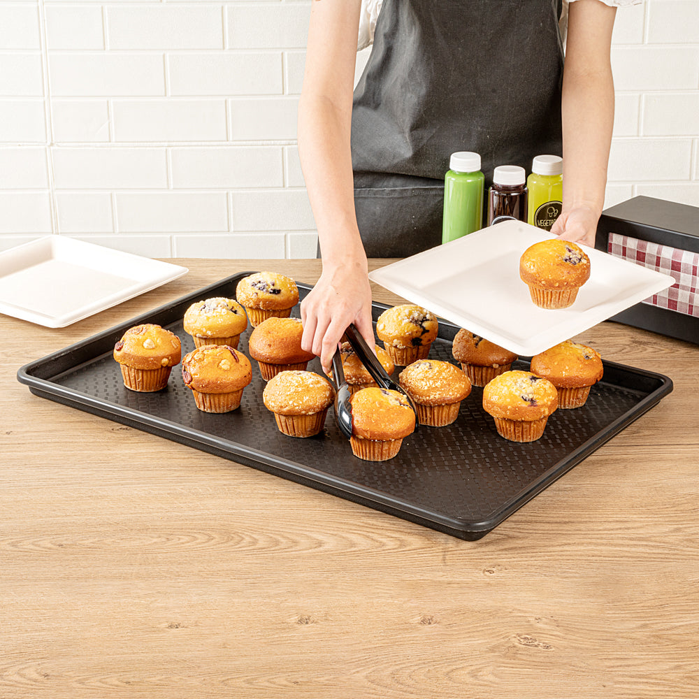 Chef 101 Rectangle Black Plastic Display Tray - 26" x 18" - 10 count box