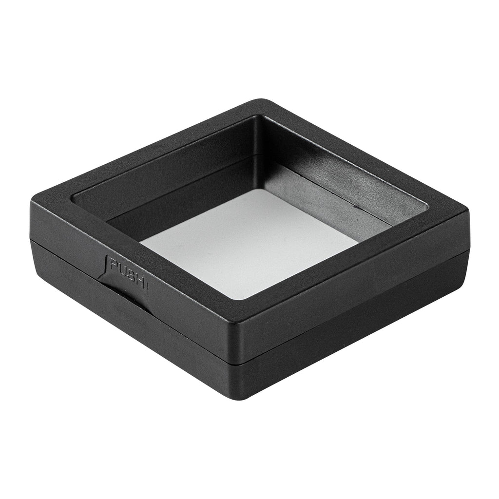 Display Tek Square Black Plastic 3D Floating Display Case - 2 3/4" x 2 3/4" x 3/4" - 10 count box