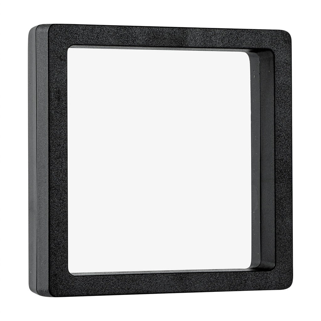 Display Tek Square Black Plastic 3D Floating Display Case - 3 1/2" x 3 1/2" x 3/4" - 10 count box