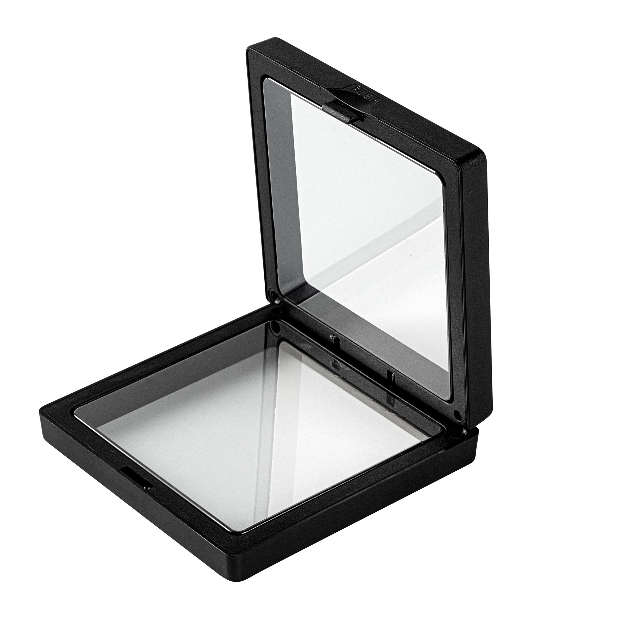 Display Tek Square Black Plastic 3D Floating Display Case - 3 1/2" x 3 1/2" x 3/4" - 10 count box