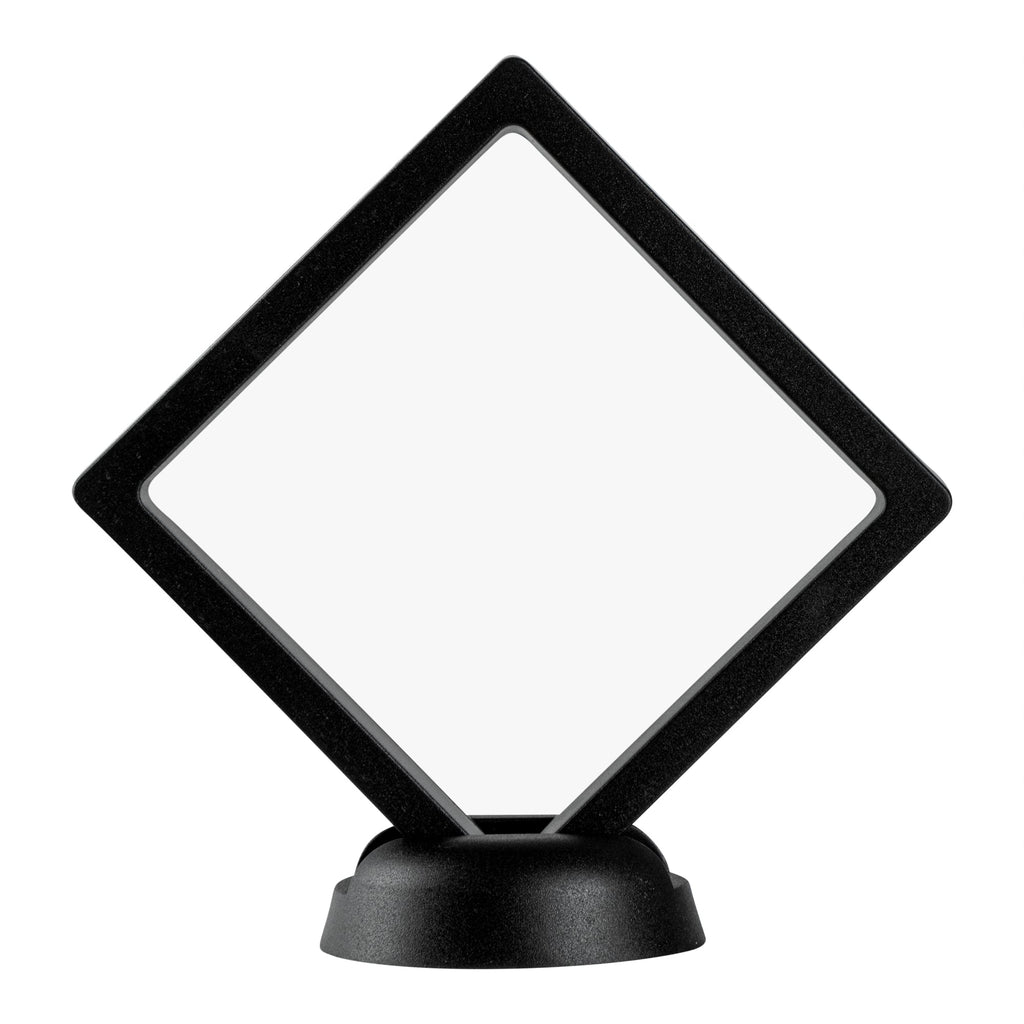 Display Tek Square Black Plastic 3D Floating Display Case - 3 1/2" x 3 1/2" x 3/4" - 10 count box