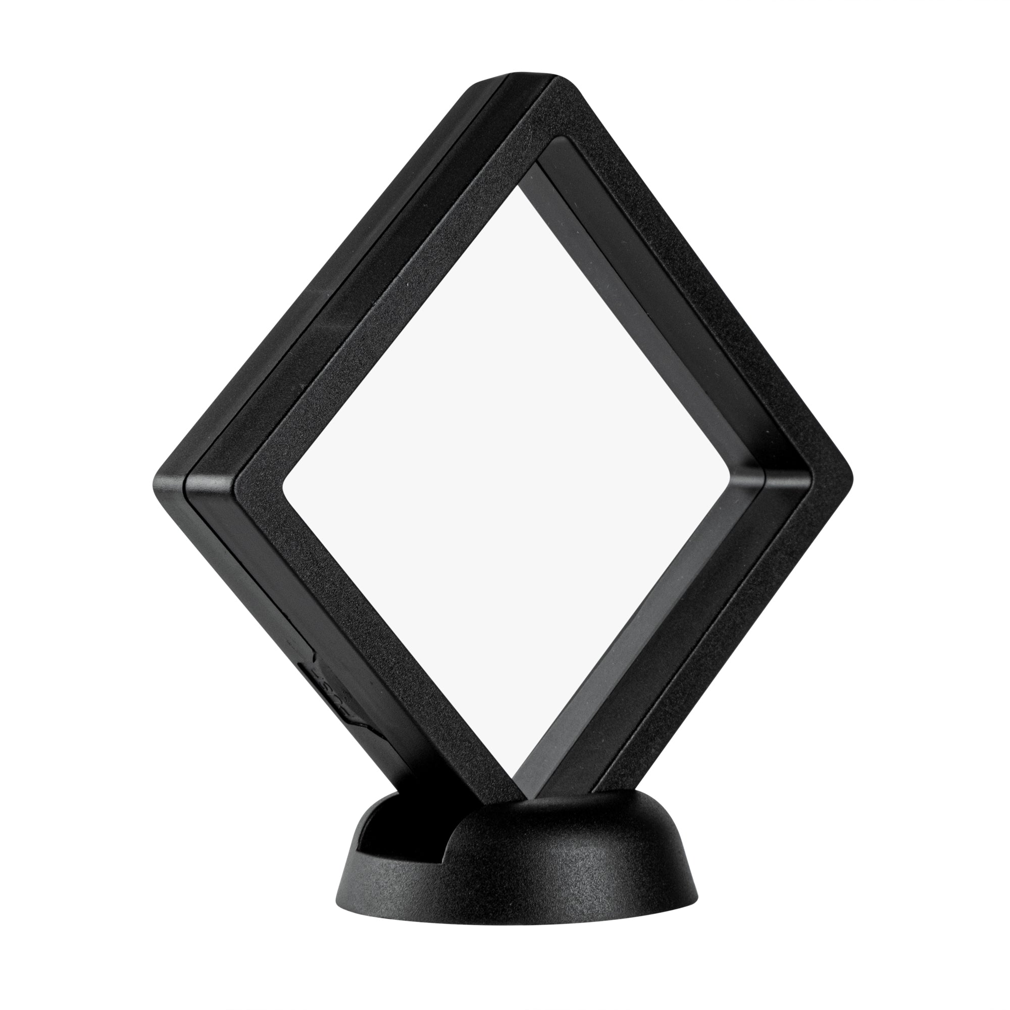 Display Tek Square Black Plastic 3D Floating Display Case - 3 1/2" x 3 1/2" x 3/4" - 10 count box