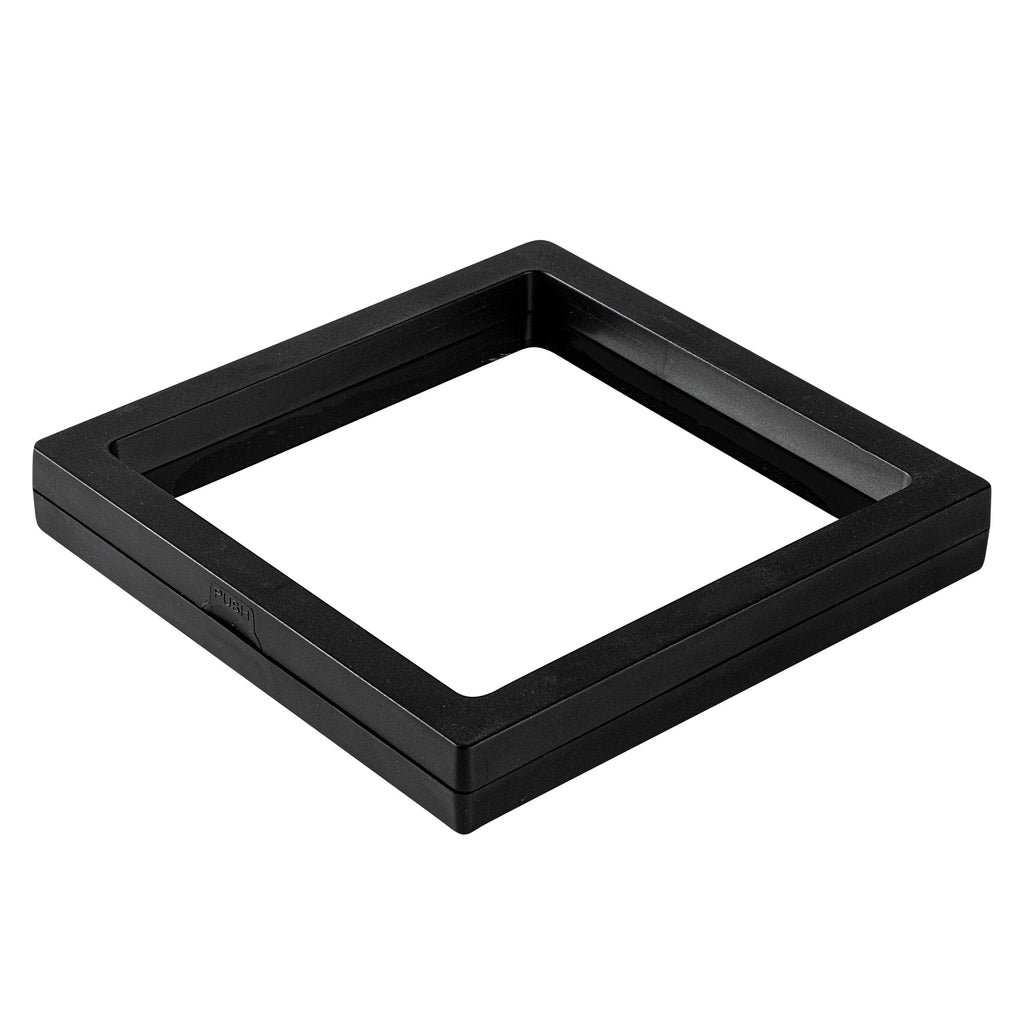 Display Tek Square Black Plastic 3D Floating Display Case - 5 1/2" x 5 1/2" x 3/4" - 10 count box