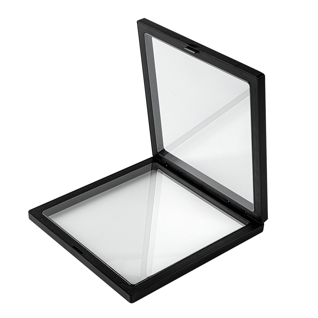 Display Tek Square Black Plastic 3D Floating Display Case - 7" x 7" x 3/4" - 10 count box