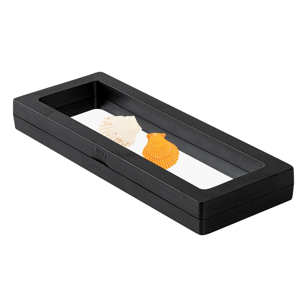Display Tek Rectangle Black Plastic 3D Floating Display Case - 7" x 2 3/4" x 3/4" - 10 count box